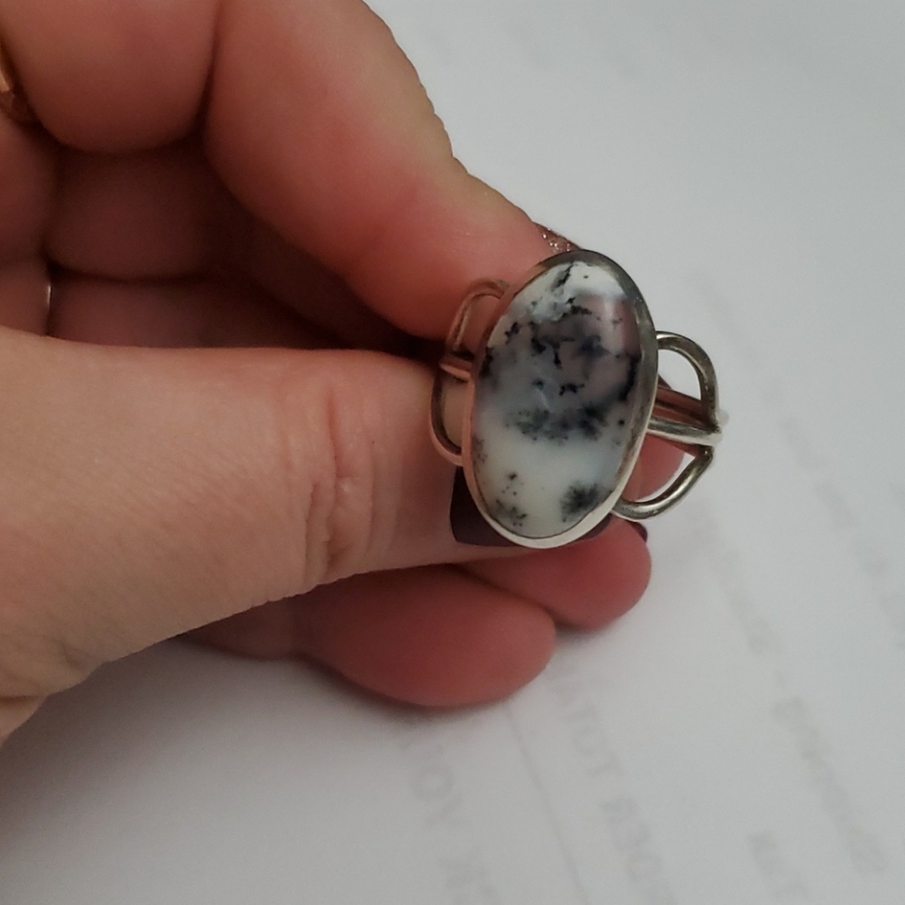 Sterling Silver Opal Dendrite Ring - image 1